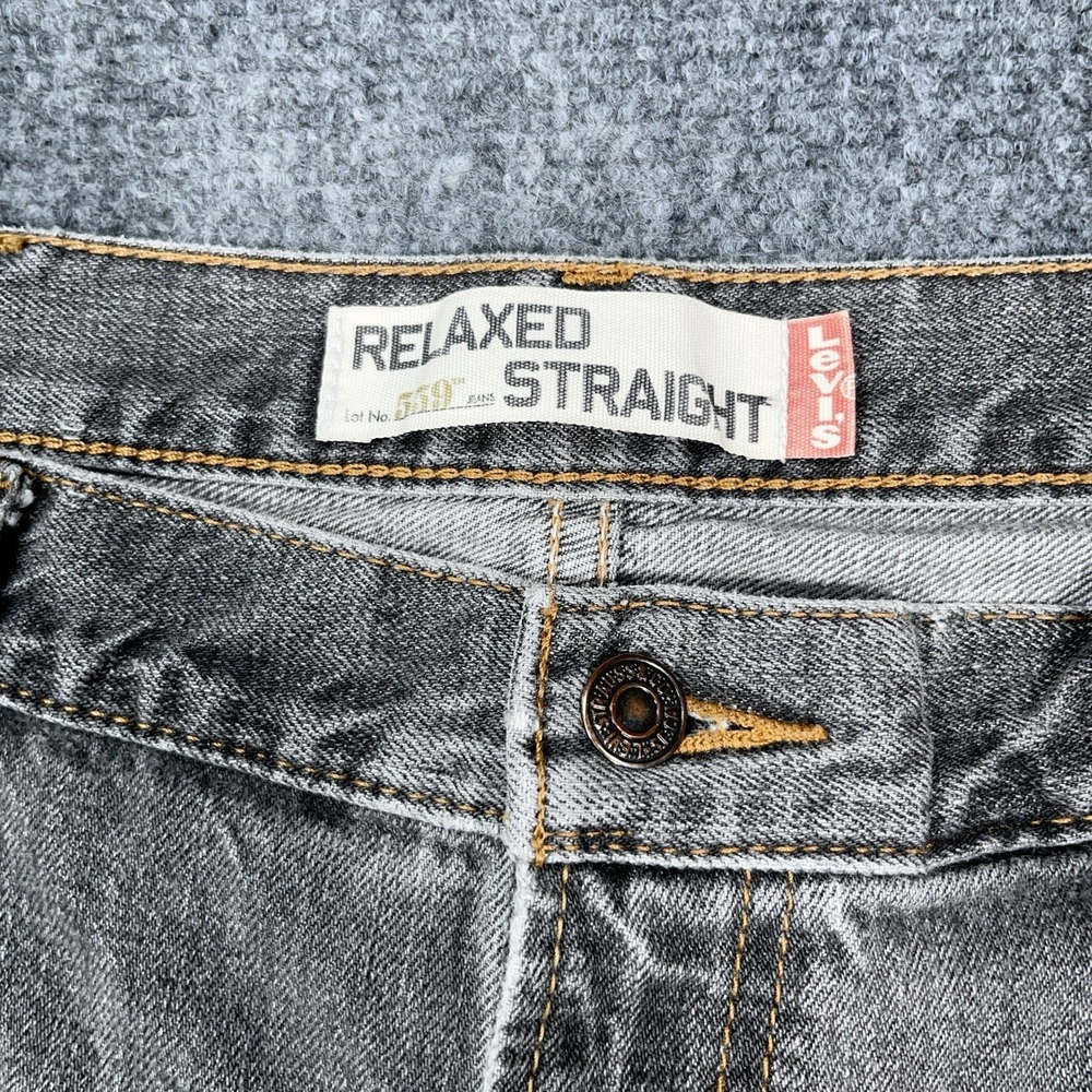 Levis 559 Relaxed Straight Jeans Mens 38x34 Black Y2K Tag Faded Baggy Skater - Picture 3 of 13
